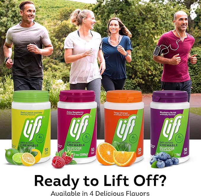 Lift Glucose Fast-Acting Glucose Chewable Energy Tablets, Orange, 50 ct Jar (Pack of 6)