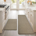 Kitchen Mats 2PCS Cushioned Anti-Fatigue Kitchen Mats for Floor Non Slip Kitchen Rugs Absorbent Foam Comfort Standing Mat for Front of Sink, Office, Laundry(Grey/Green, 17.3"x28"+17.3"x47")