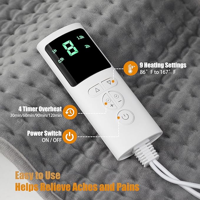 2024 “Warm Sunshine” Heating Pad for Back, Cramps, Abdomen, Knee and Leg Pain Relief, FSA HSA Safe Eligible, Mothers Day Gifts, Auto-Off, Machine Washable, Moist Dry Heat Options, XL 12"x24"