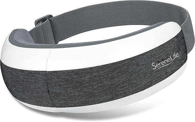 SereneLife Smart Eye Massager with Heat and Compression for Migraines and Stress Therapy, Wireless Heated Mask w/Music & Vibration
