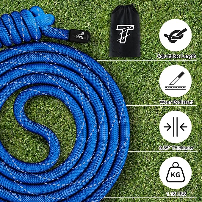 Flow Rope Exercise Jump Rope For Fitness, Working Out, Flow with 9 Ft Adjustable Double Woven Workout Rope For Men, Women, Beginners' Training – Indoor & Outdoor Cardio