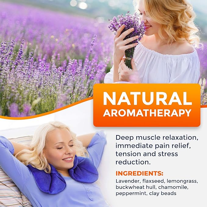 PhysioNatural Microwavable Heating Pad with Natural Herbal Aromatherapy - for Instant Relief and Relaxation in Cases of Muscle Pain, Tension and Stress, Aches, Spasm, Stiffness, Migraines, Headaches