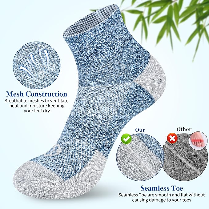 Diabetic Socks for Men,6 Pairs Ankle Mens Diabetic Socks,Diabetic Neuropathy Socks for Men Size 9-11/10-13/13-15.