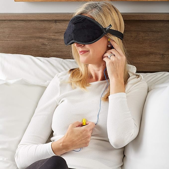 Bucky Eden Collection Lightweight Eye Shade Mask with Reusable Ear Plugs, Black