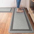 Kitchen Floor Mats Cushioned Anti Fatigue,Kitchen Mats for Floor 2 Piece,Memory Foam Kitchen Rugs Non Slip,Farmhouse Kitchen Rugs for Laundry Bathroom Sink,Grey