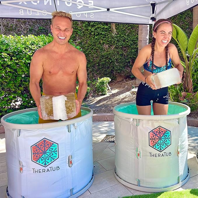 TheraTub Cold Plunge Tub - XL Foldable Ice Bath Tub, 32x32x28in, 390lb Capacity, Easy Install & Drain, Modern Design, Portable & Durable Cold Plunge, Perfect for Athletes, Easy to Clean & Store