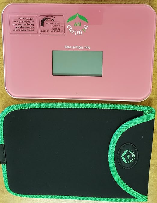 NewlineNY Step-on Super Mini Smallest Travel Bathroom Scale with Protection Sleeve: SBB0638SM-SI(Strawberry Ice)+S001MG