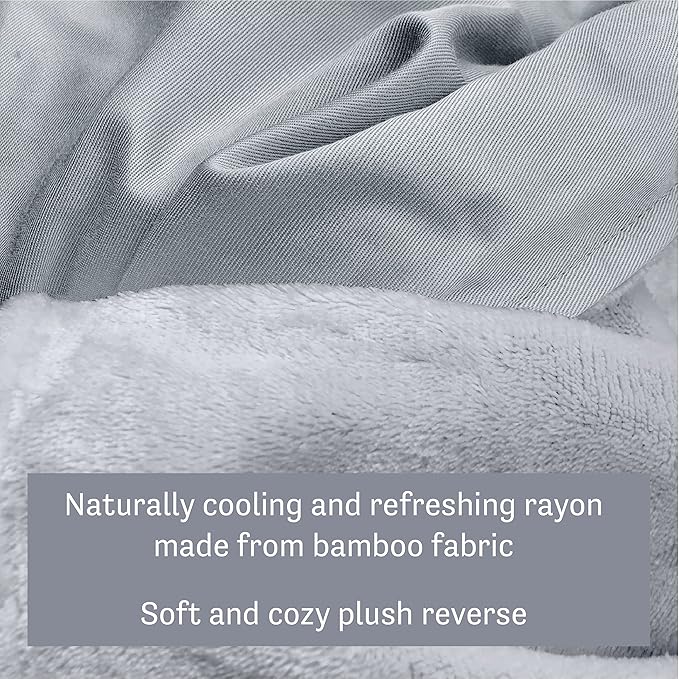 Dream Lab Amethyst and Quartz Crystal Cooling Reversible Weighted Blanket with Removable Cover, 15 Pounds, Grey