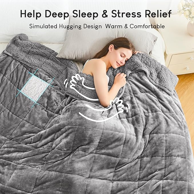 Weighted Blanket 41Inches x 60Inches 5lb, Flannel Cozy Plush Weighted Lap Blankets, Fuzzy Sherpa Weighted Blankets, Soft Blanket for Sofa Bed, Grey