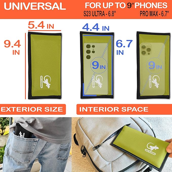 Faraday Bag, Anti-Tracking GPS RFID Car Key Signal Blocker Wallet Shielding Pouch Protective Case for Cell Phone Car Key FOB, Data Privacy, Electronic Device Security (YELLOW - NYLON)