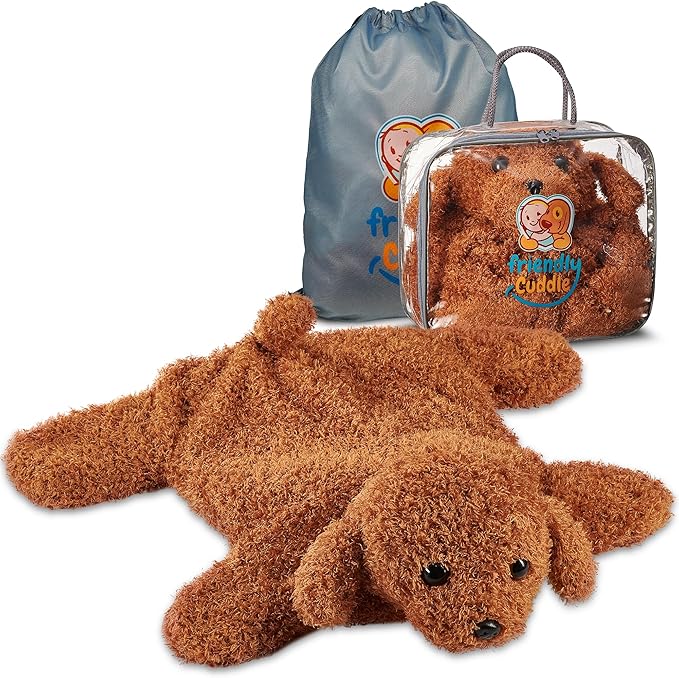 FRIENDLY CUDDLE Weighted Lap Blanket for Kids & Adults – Kids Weighted Blanket – ASD, Sensory Processing Weighted Stuffed Animals Dog Toy – Microwavable Weighted Lap Pad for Kids, 5 Lbs.