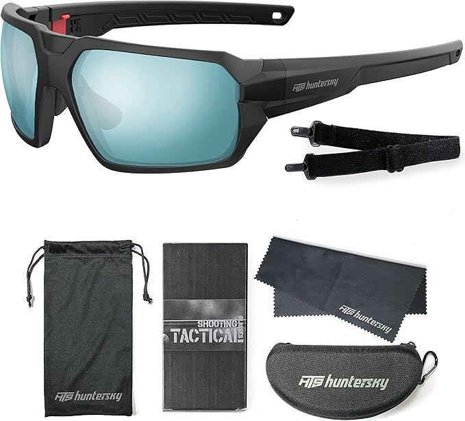 HTS HUNTERSKY Ballistic Tactical ANSI Z87.1+ Impact Protection Anti Fog Shooting Glasses Military Grade Airsoft Range