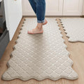 Upgrade Scalloped Embossed Kitchen Mats for Floor 2PCS Cushioned Anti Fatigue Waterproof Foam Kitchen Rugs Non Slip Washable Comfort Standing Mat for Sink Laundry,17.3"x30"+17.3"x47",Khaki