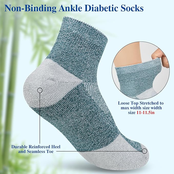 Diabetic Socks for Men,6 Pairs Ankle Mens Diabetic Socks,Diabetic Neuropathy Socks for Men Size 9-11/10-13/13-15.