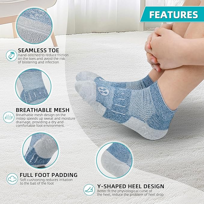 Diabetic Socks for Men,4 & 6 Pairs Low Cut Bamboo Viscose Wide Mens Diabetic Socks Size 9-11 10-13