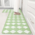 Moroccan Trellis Fresh Green Checkered Kitchen Rug Sets [2 PCs], Anti-Fatigue, Waterproof Non-Slip Kitchen Mats Heavy Duty Ergonomic Comfort Foam Rug for Floor, Home, Laundry,17"x29"+17"x47"