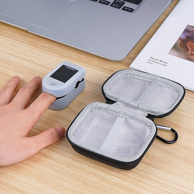 Fingertip Oximeter Storage Case Compatible with Zacurate Pro Series, Innovo Deluxe IP900BP-B, iHealth Air Pulse Oximeter, AccuMed CMS-50D1, Hard Shell Storage Bag(Only Case)
