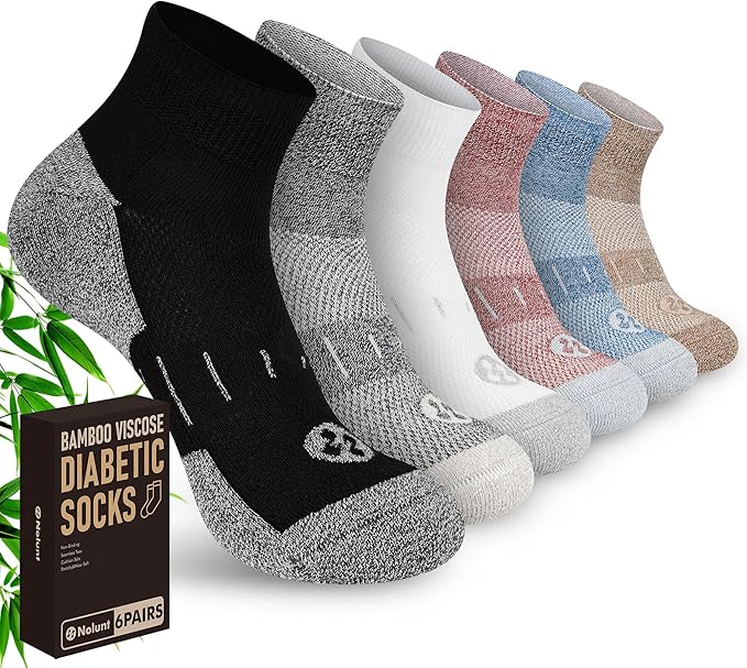Diabetic Socks for Men,6 Pairs Ankle Mens Diabetic Socks,Diabetic Neuropathy Socks for Men Size 9-11/10-13/13-15.