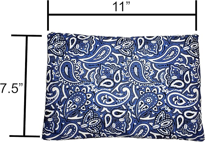 Microwavable Corn Filled Heating Pad and Cold Pack/Washable 100% Cotton Cover (Bandana - Navy, 7.5in W x 11in L)