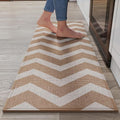 Kitchen Rugs Non Slip Washable Kitchen Mats for Floor, Super Absorbent Oil and Water Linen-Look Woven Runner Rug, Kitchen Sink Mat Standing Mat, Brown 17"x47"