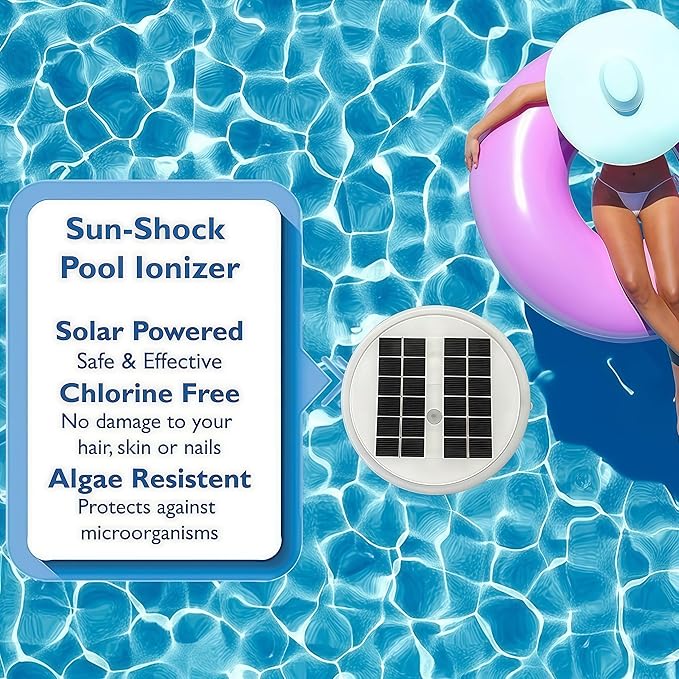 Solar Pool Ionizer, Copper Pool Ionizer Floater Auto Switching of Multi-Colored LED Night Light, Floating Pool Cleaner
