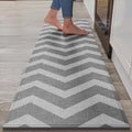 Kitchen Runner Rugs Non Slip Washable, Super Absorbent Long Kitchen Mats for Floor, Linen-Look Woven Long Sink Mat Standing Floor Mat, Easy Clean, Gray 17"x59"