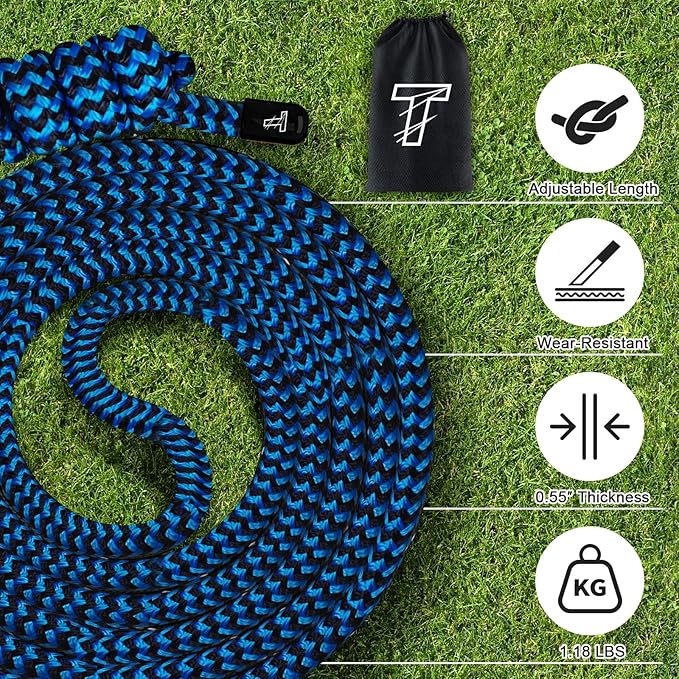 Flow Rope Exercise Jump Rope For Fitness, Working Out, Flow with 9 Ft Adjustable Double Woven Workout Rope For Men, Women, Beginners' Training – Indoor & Outdoor Cardio