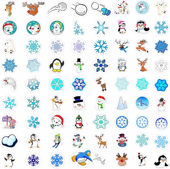BulbaCraft Winter Stickers - Snowflake Stickers - Winter Party suppliess - Penguin Decals, Snowman Decals, Snow Gifts, Gifts for Women & Men