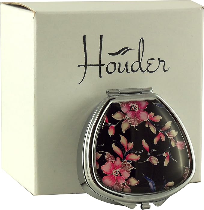 Houder Designer Pill Box - Decorative Pill Case with Gift Box - Carry Your Meds in Style (Orchids)