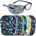 Newcotte 12 Pcs Eye Patch for Kids Toddler Reusable Adjustable Girls Boys Eyepatch for Glasses Left or Right Eye Patch, Assorted Patterns(Fresh)