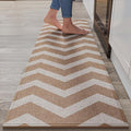 Kitchen Runner Rugs Non Slip Washable, Super Absorbent Long Kitchen Mats for Floor, Linen-Look Woven Sink Mat Standing Floor Mat, Easy Clean, Brown 17"x59"