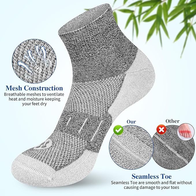 Diabetic Socks for Men,6 Pairs Ankle Mens Diabetic Socks,Diabetic Neuropathy Socks for Men Size 9-11/10-13/13-15.