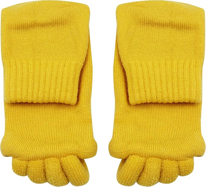 AIBEARTY 3 Pairs Yoga Sport Gym Five Toe Separator Socks Foot Massage Toeless Socks