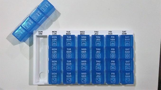 Weekly 1-Day-at-A-Time Medication Organizer Four-A-Day