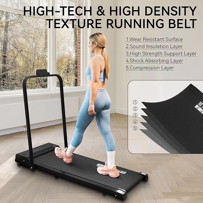 Treadmill Under Desk Walking pad with Incline, Walking Treadmill with Handle bar, Treadmills for Home Small with Remote Control, Pre-Assembled