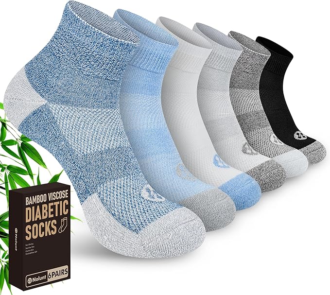 Diabetic Socks for Men,6 Pairs Ankle Mens Diabetic Socks,Diabetic Neuropathy Socks for Men Size 9-11/10-13/13-15.