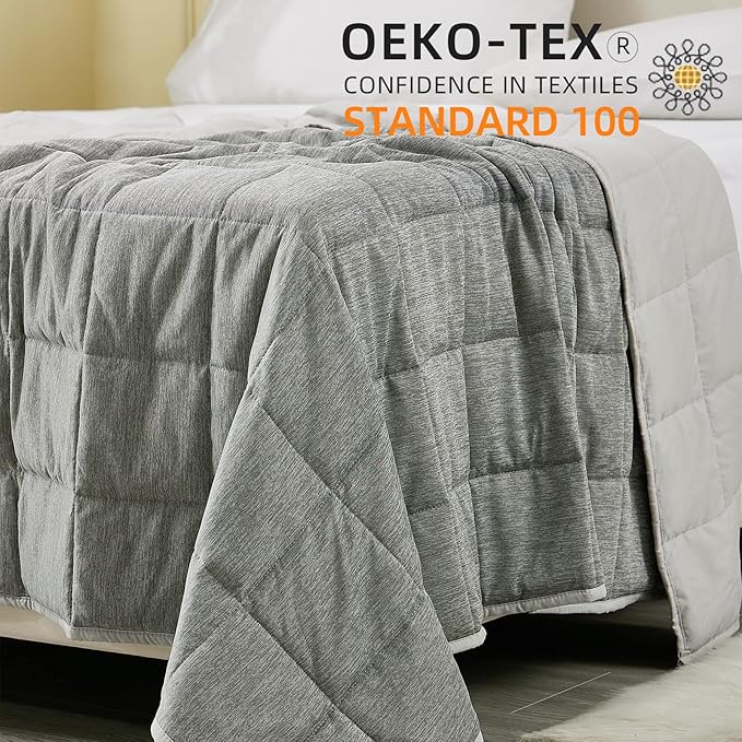 Weighted Blanket 10 Pounds Twin Size, Cooling Blanket for Hot Sleepers, Soft Bed Blanket Universal to All Seasons, 48''x72'' 10 LBS, Grey