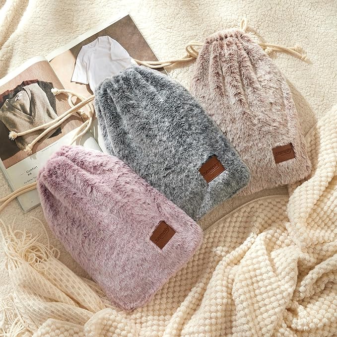 samply Hot Water Bottle with Soft Cover, 2L Hot Water Bag for Menstrual Cramps, Neck and Shoulder Pain Relief, Hot Compress, Hand Feet Warmer, Grey