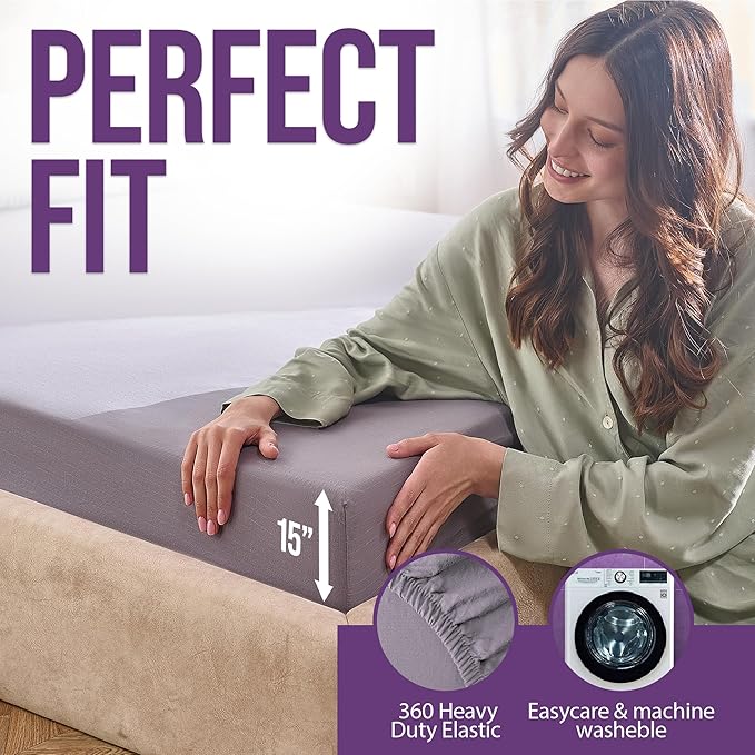 Earth Grounding Sheets California Size with 12% Silver Fiber & 4% Silk & 84% Cotton - Gray - Quality Certified Grounded Well Bed Sheet - Conductive Fitted Sheet for Better Sleep