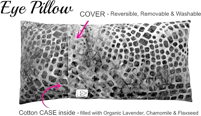 Eye Pillow Gift Pack - Washable Cover refillable case - Lavender Flax Chamomile Weighted - microwavable Yoga Headache Relief - Soft Cotton - Purple red