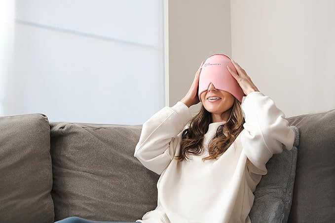 TheraICE Migraine Headache Relief Cap, Hot & Cold Therapy Hat, Migraine Relief Cap, Cool Gel Head Wrap, Headache Cap Ice Pack Mask + TheraICE Cooling Gel Relief Sleep Mask