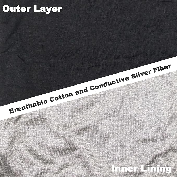 Faraday Gaiter Shielding Scarf Shields 5G WiFi Bluetooth with Silver Fabric Protective Scarf Faraday Hood Protects Brain Face Neck Black