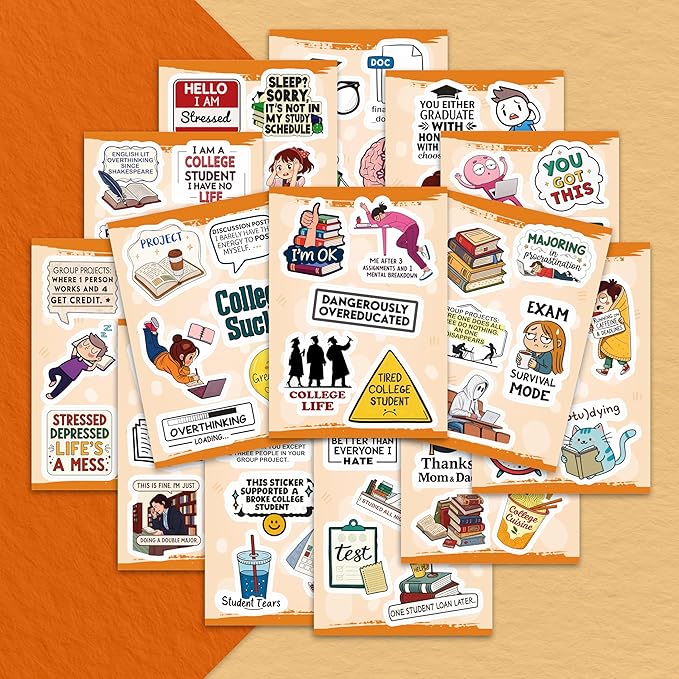 100Pcs College Stickers for Water Bottles, for Laptop, for Planners - Party Supplies for College - Gift for Women & Men