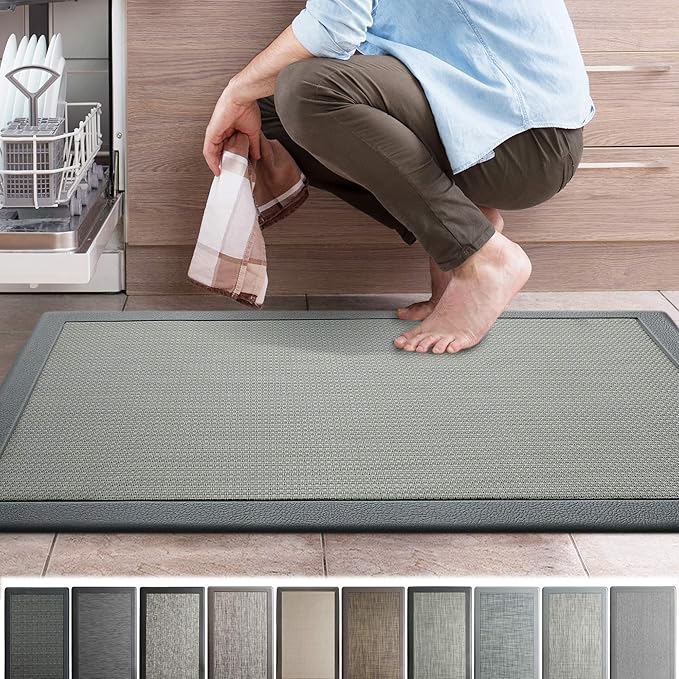 iCustomRug Ergonomic Anti Fatigue Kitchen Mat with Durable textalene Surface, for Comfort While Standing in Kitchen, Bathroom, Workstation Memory Foam Mat 39"×20"×0.50" (L×W×H) in Grey