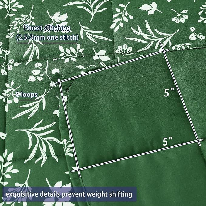yescool Weighted Blanket for Adults (15 lbs, 60" x 80", Forest) Cooling Heavy Blanket for Sleeping Perfect for 140-160 lbs, Queen Size Breathable Blanket with Premium Glass Bead, Machine Washable