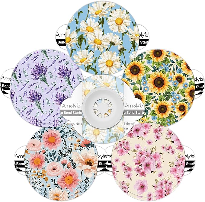 Libre 3 & Plus Sensor Covers Waterproof, Amolyfe 10 Pack Freestyle Libre 3 Sensor Covers, Bump-Proof with Hard Cap for Free Style Glucose Sensor, Easy-Peel Tab 14-Day Protection (Daisy)