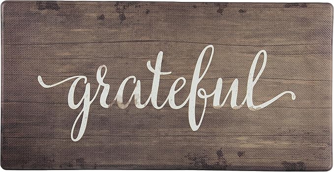 J&V TEXTILES Anti Fatigue Kitchen Mat for Floor, Embossed Themed Cushioned Kitchen Runner Rug Mat, Non Slip, Easy Wipe Clean, 1/2 Inch Thick (20x39 inches, Grateful)