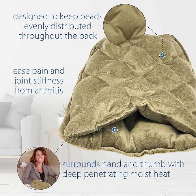 Core Products MicroBeads Moist Heat Therapy Warming Mitt for Arthritis Stiff Soreness and Trigger Finger, Natural Pain Relief for Small to Medium Size Hand (2-Pack)