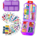 Large Pill Organizer with Medicine Labels - 7 Day Travel Daily Container, Mini Medication Storage Case (Purple, 161 Labels)
