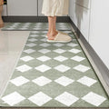 Sage Green Moroccan Trellis Checkered Kitchen Rug Sets [2 PCs], Anti-Fatigue, Waterproof Non-Slip Kitchen Mats Heavy Duty Ergonomic Comfort Foam Rug for Floor, Home, Laundry,17"x29"+17"x47"